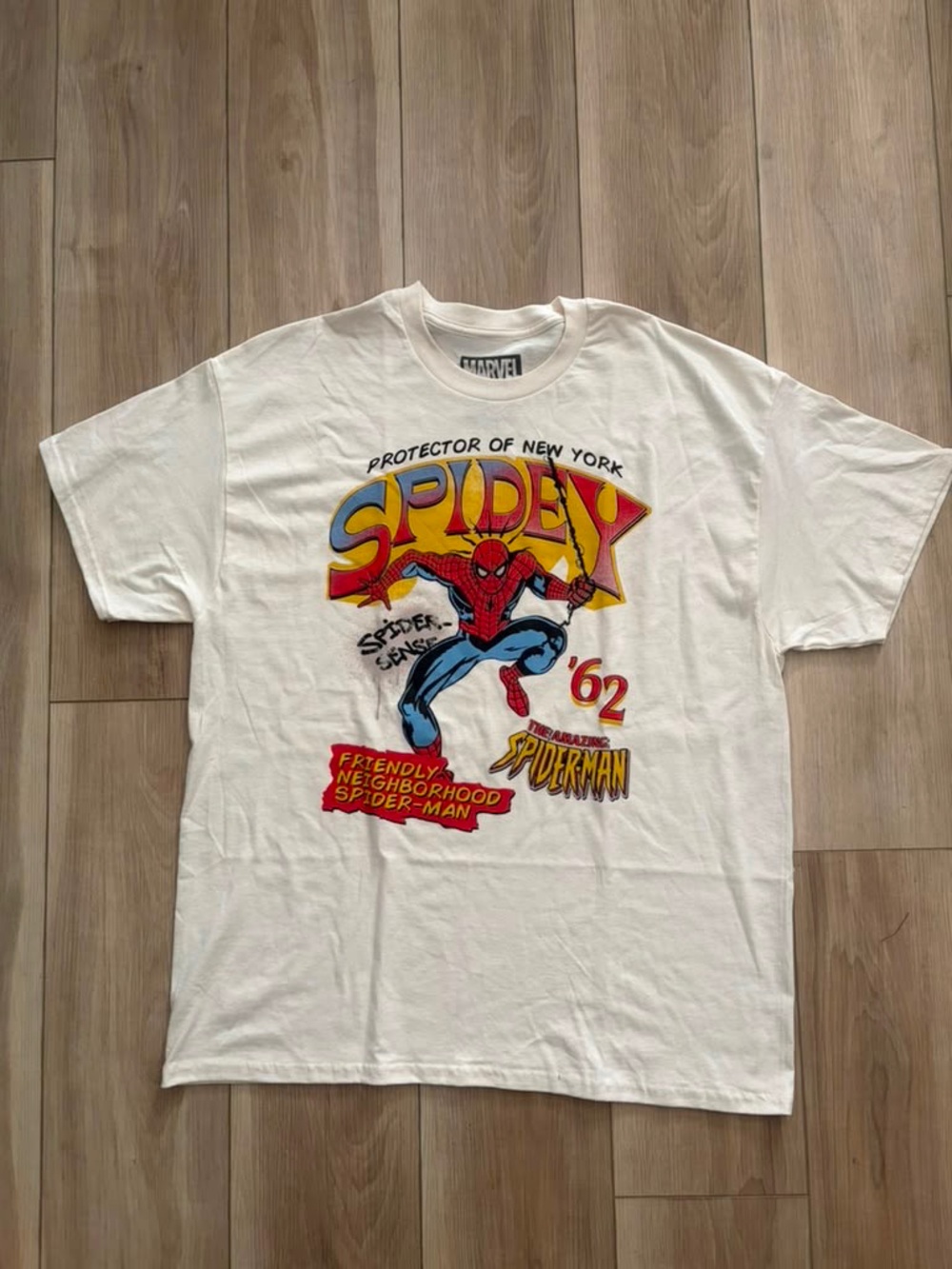 Marvel White Spider-Man 'Spidey' Graphic Tee with Red & Blue Print